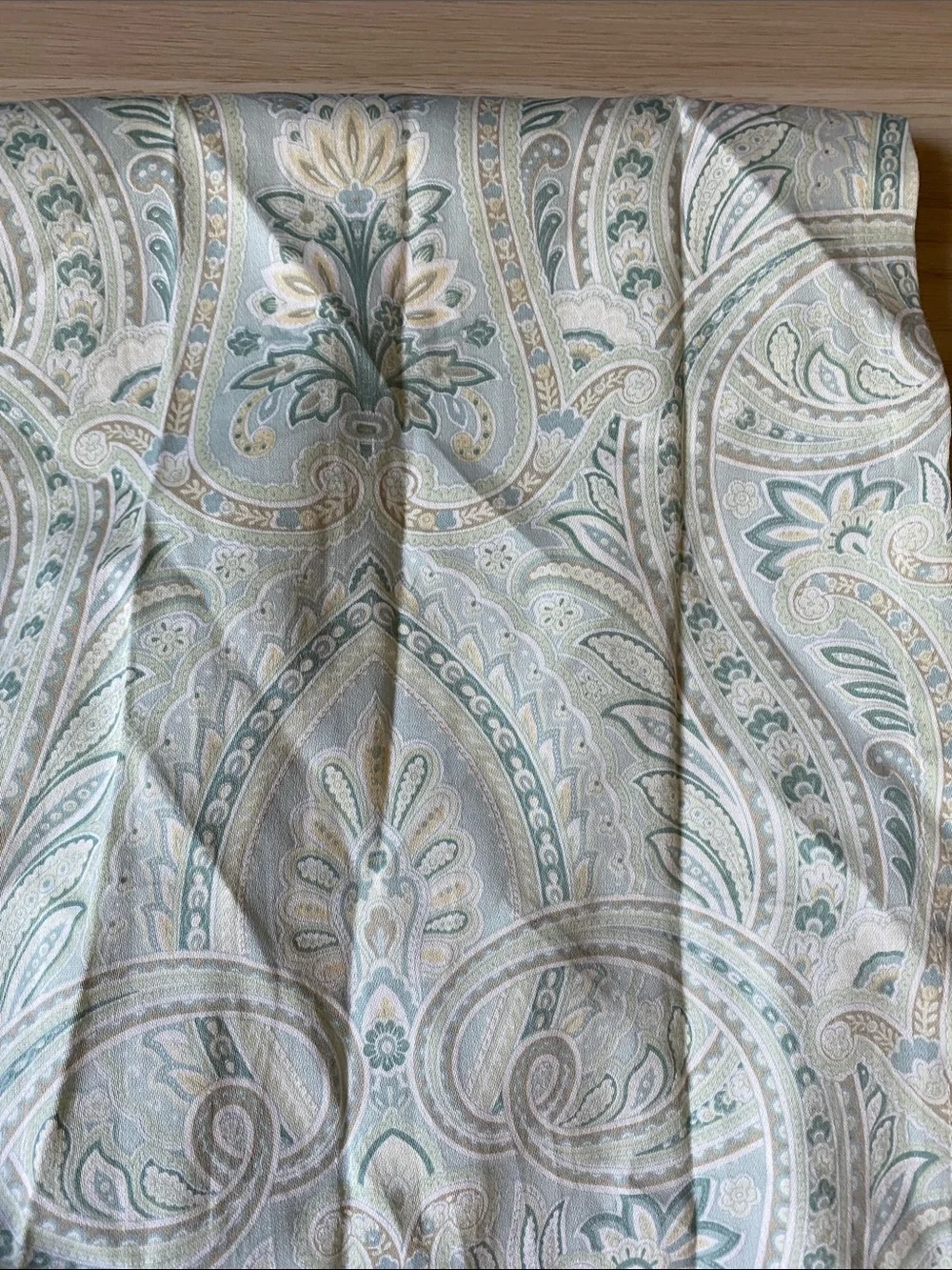 Raymond Waites Paisley Cotton Shower Curtain with Light Green Trim